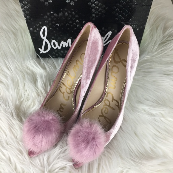 Sam Edelman Shoes - Sam Edelman Haroldson Pink Velvet Pom Pom Pumps